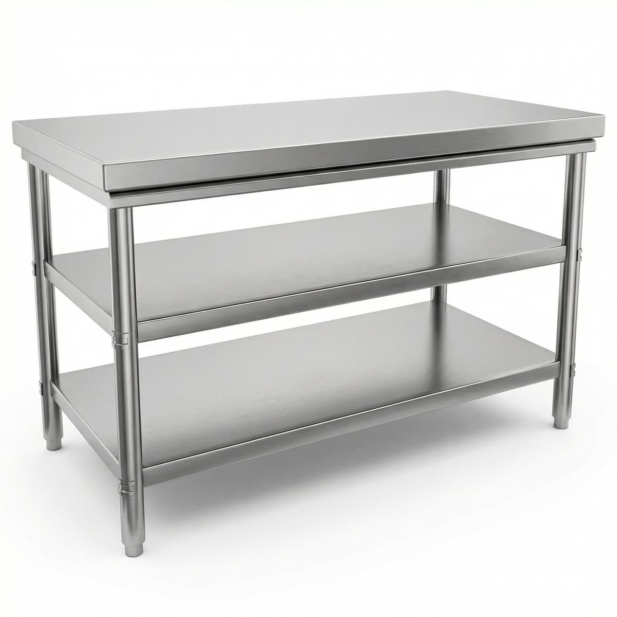 שולחן עבודה מנירוסטה 3 שכבות 200×60×90