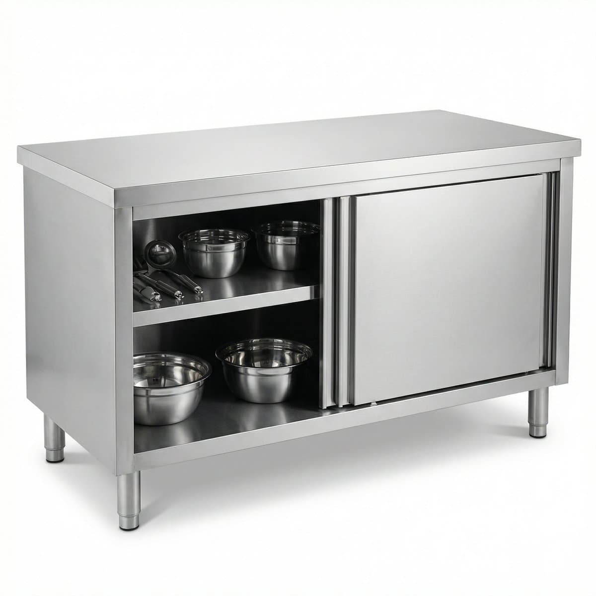 ארון שולחן עבודה מנירוסטה 1800×600×800