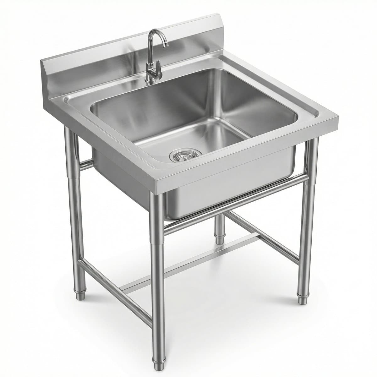 כיור נירוסטה יחיד 750×750×900