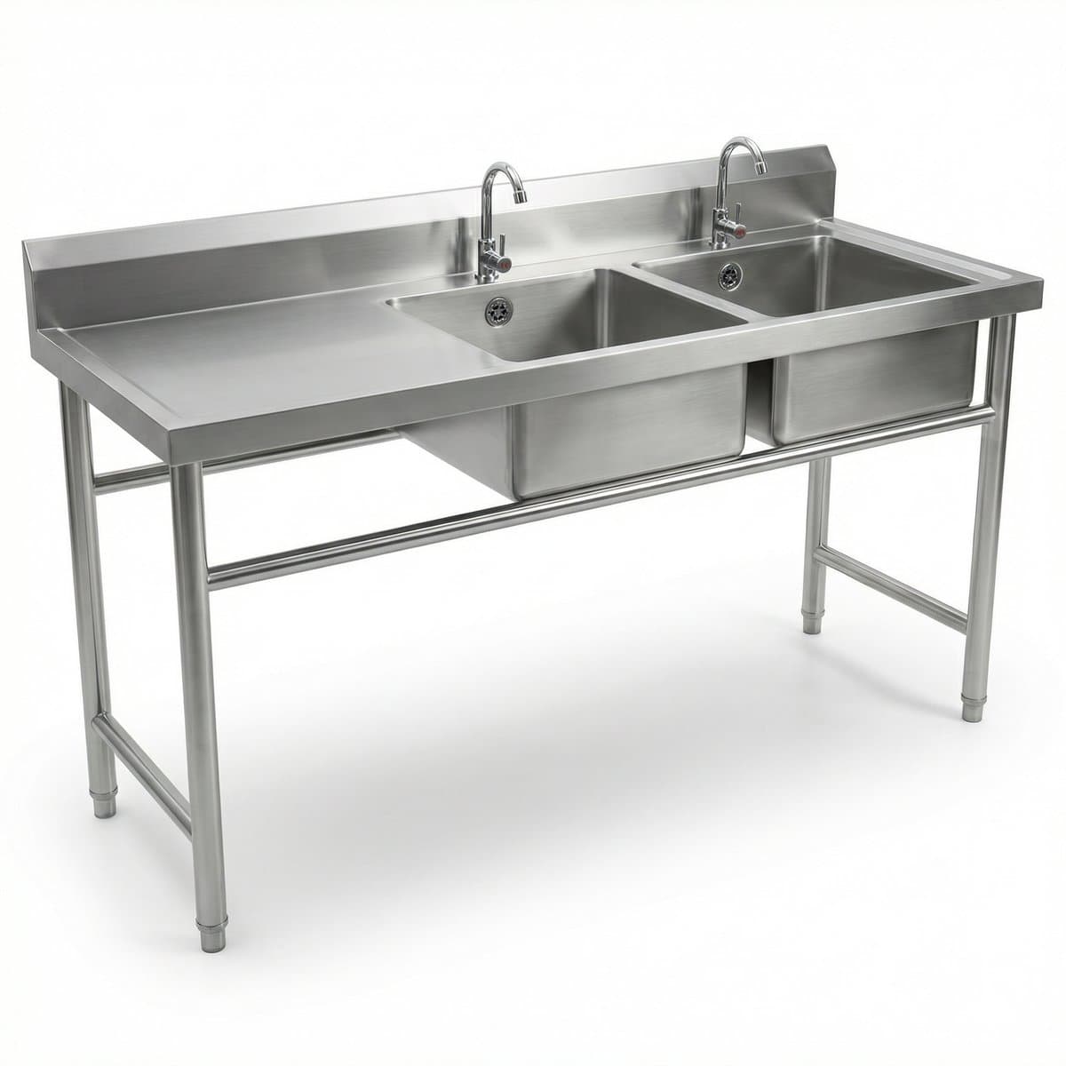 כיור כפול/יחיד מנירוסטה עם משטח 1500×750×900