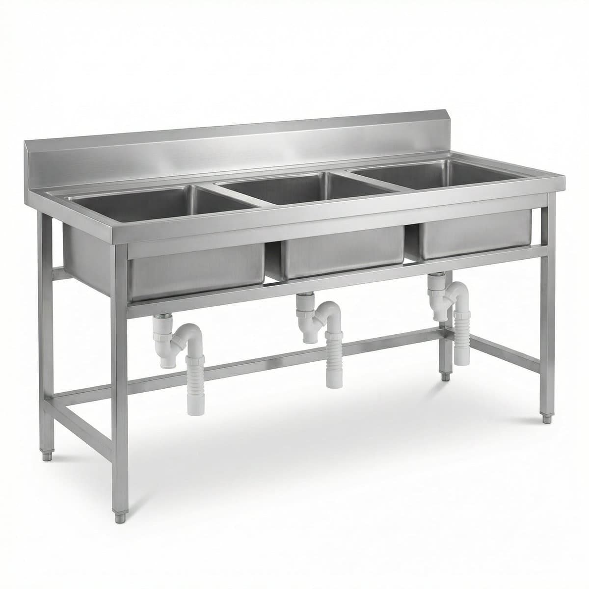 כיור משולש/כפול מנירוסטה עם משטח 1800×750×900