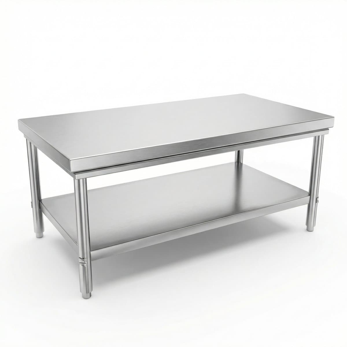 שולחן נירוסטה 2 מדפים 200 x 60 x 90 סמ